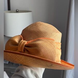 Vintage French Elegant Straw Orange Trimmed Women's Hat